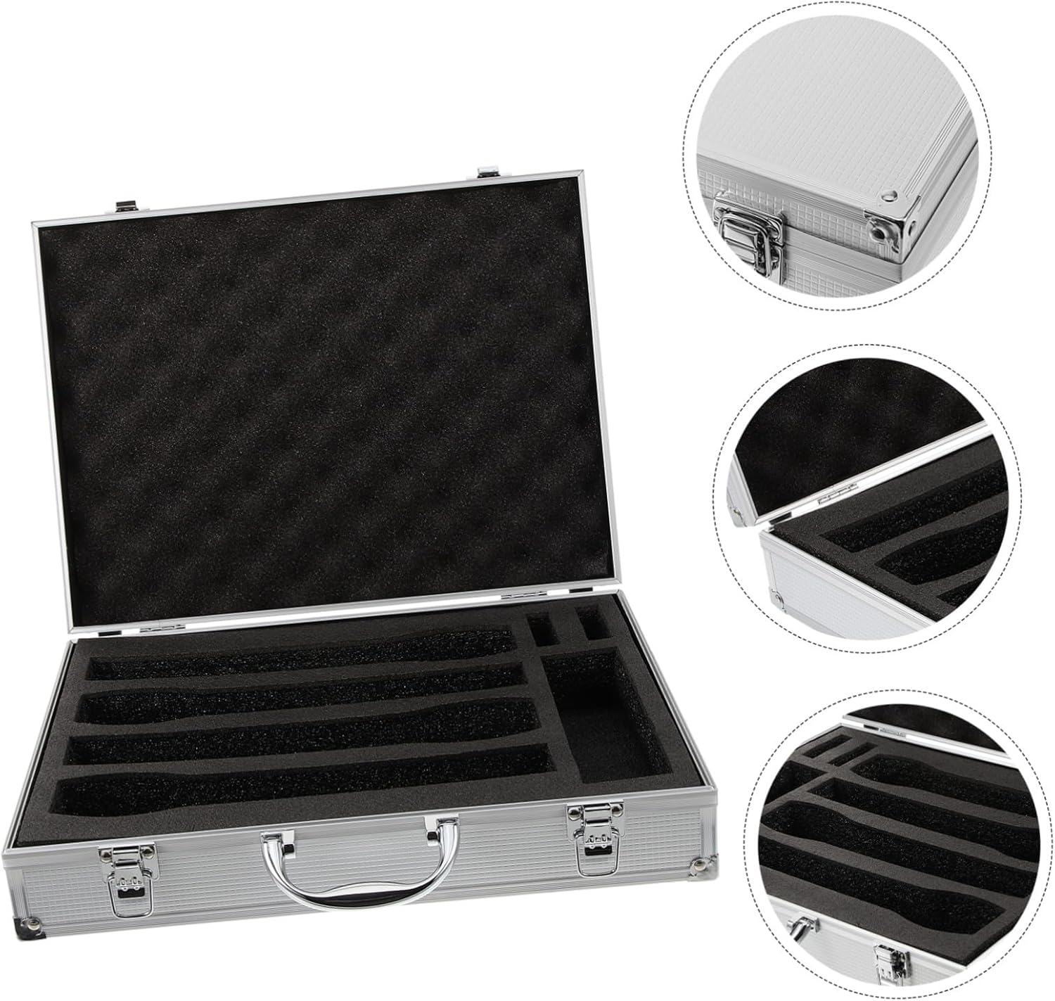 Portable Handheld Microphone Case with Handle Hard Shell Mic Organizer for Mics Carrying Storage Box with Cushioning Protection for Accessories and Travel