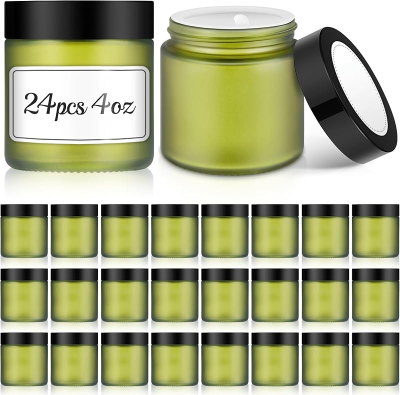 Bumobum Frascos de vidro verde com tampas de rosca, 120 mL, Pacote com 24
