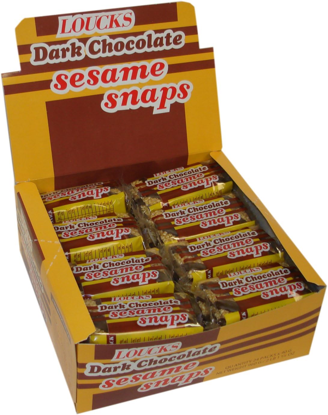 LoucksDark Chocolate Sesame Snaps, 1.4-Ounce Snaps (Pack of 24)