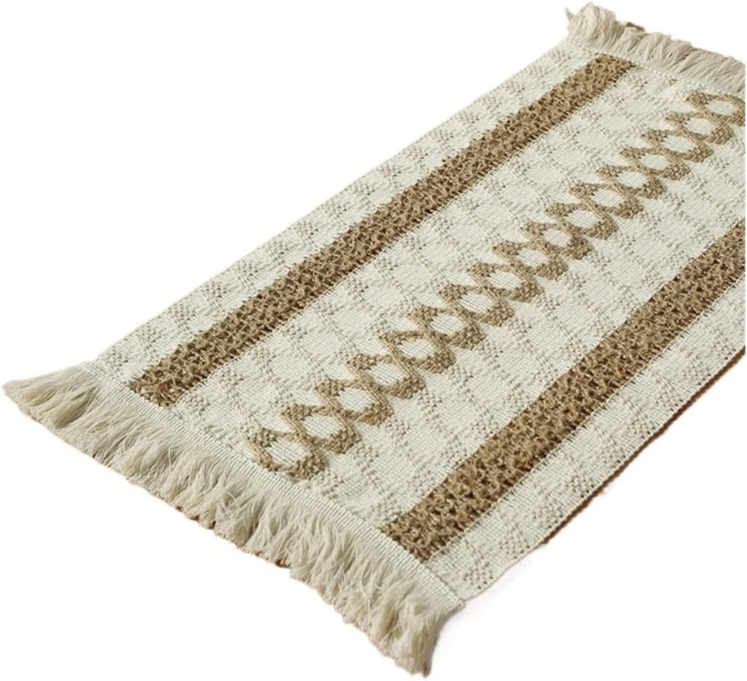 Cotton Linen Placemats with Braided Tassel Dining Table Mat Kitchen Pads for Home Party Wedding Decoration Coasters(Design 2,2 pieces)