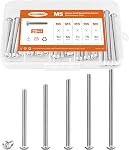 M3 x 30mm 35mm 40mm 45mm 50mm Bouton tête de socket bouchon vis Bolts, 304 Acier inoxydable, Machine entièrement filetée, Métrique Allen Hex Drive, Finition lumineuse, Kit d'assortiment 100PCS