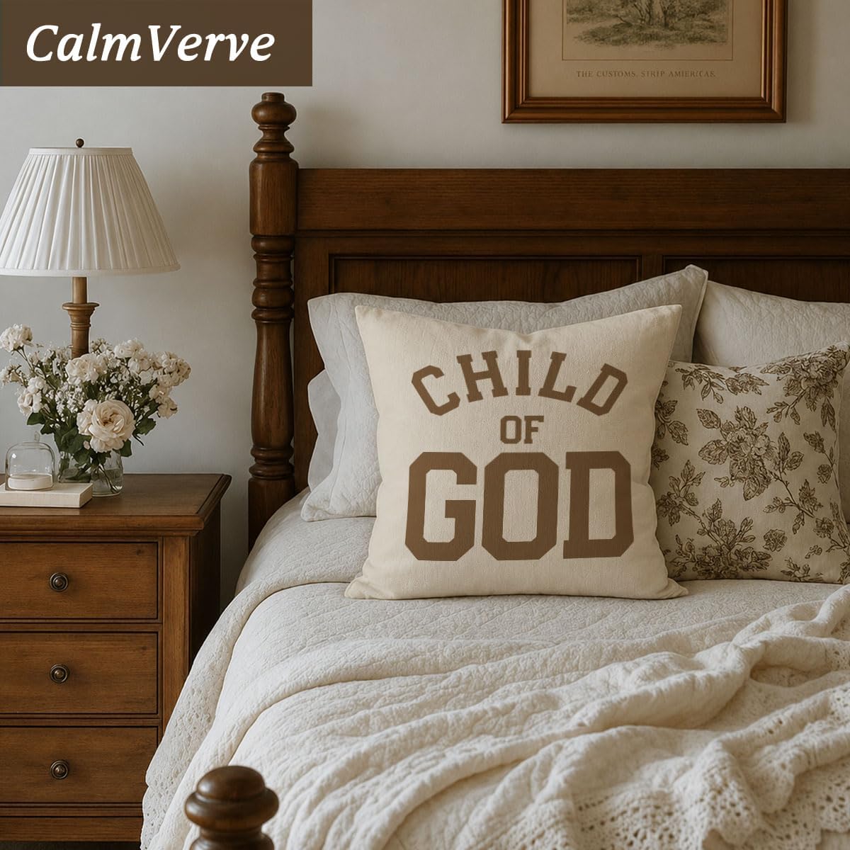 Christian Nursery Pillow Covers 18x18, Kids Room Decor, Retro Neutral Bible Verse Religious Decorative Pillow Covers Pillowcases Decorations for Kids Nursery Room Bedroom Playroom Decor image 3