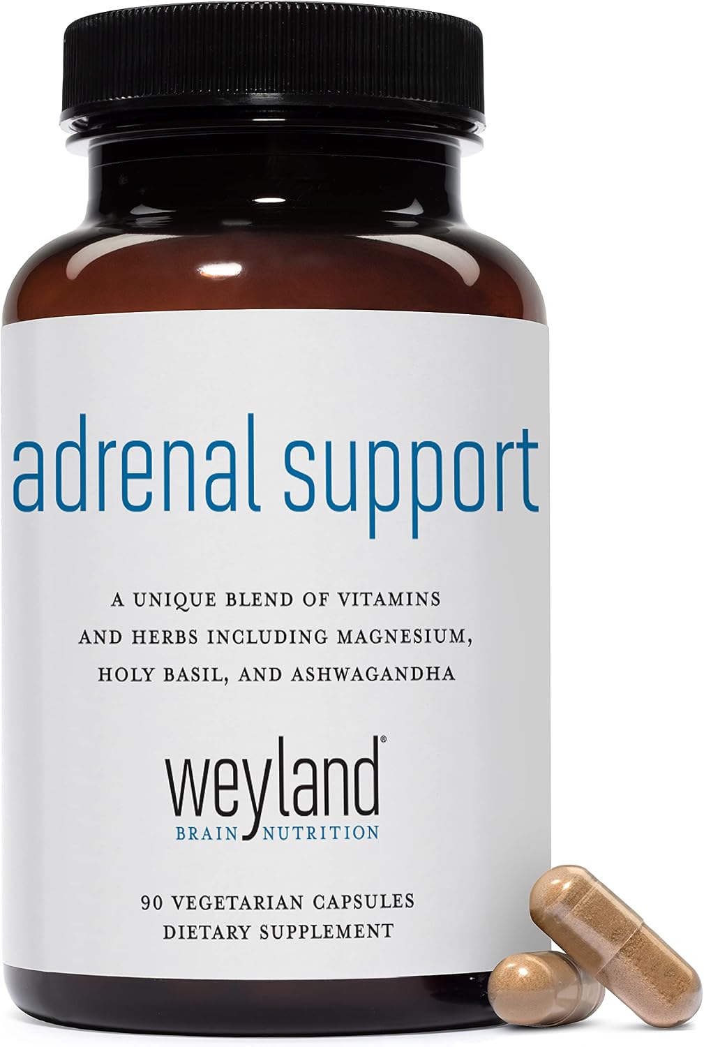 Weyland Brain Nutrition Adrenal​ Support, Adrenal Cortex Supplement for Stress Relief and Adrenal Fatigue, 90 Vegetarian Ashwagandha Capsules for Adrenal Health Daily Support