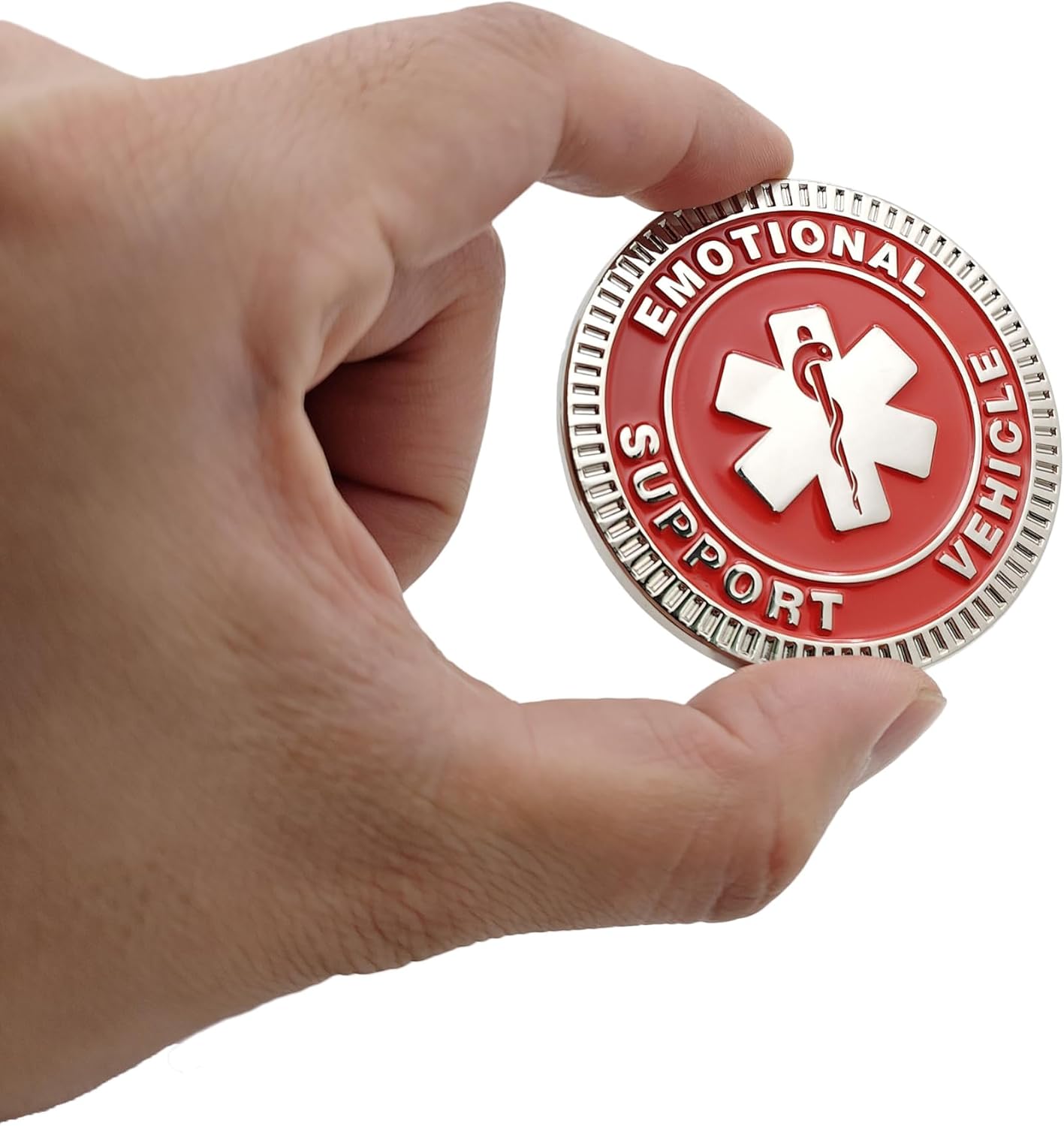 Emotional Support Vehicle Metal Emblem - 3D Car Badge Decal for Vehicles, Trucks, SUVs, RVs Alloy Auto Accessory (Red) image 3