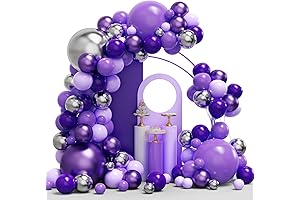 Purple Theme Garland Arch Kit with 134 Purple and Silver Balloons
