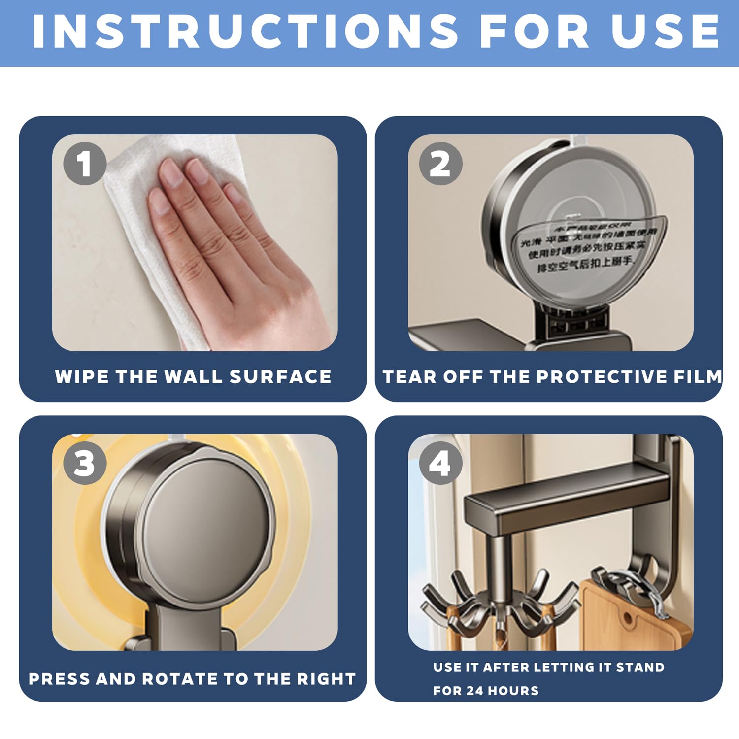 Transparent Patère De Cuisine Autocollante Noire Sans Perçage - 8 Crochets Muraux Amovibles Pour Ustensiles De Cuisine Et Porte-couteaux - Organisation Pratique | Leroy Merlin Crochet Ventouse