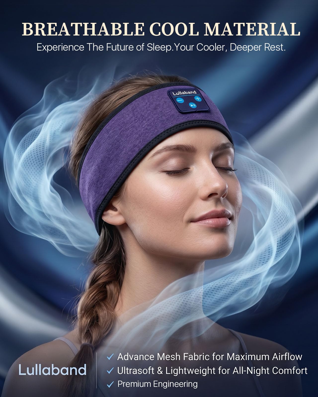 Lullaband Auriculares inalámbricos Bluetooth 5.4 para dormir de lado, con altavoces estéreo ultrafinos, ideales para yoga, meditación, deportes y relajación