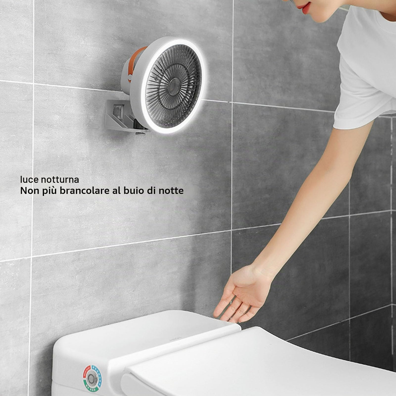 Haofy Piccolo Ventilatore Oscillante Montato a Parete con Telecomando, Luce Notturna a 3 Velocità, Ideale per il Garage della Camera da Letto, l'Ufficio Domestico, Bianco