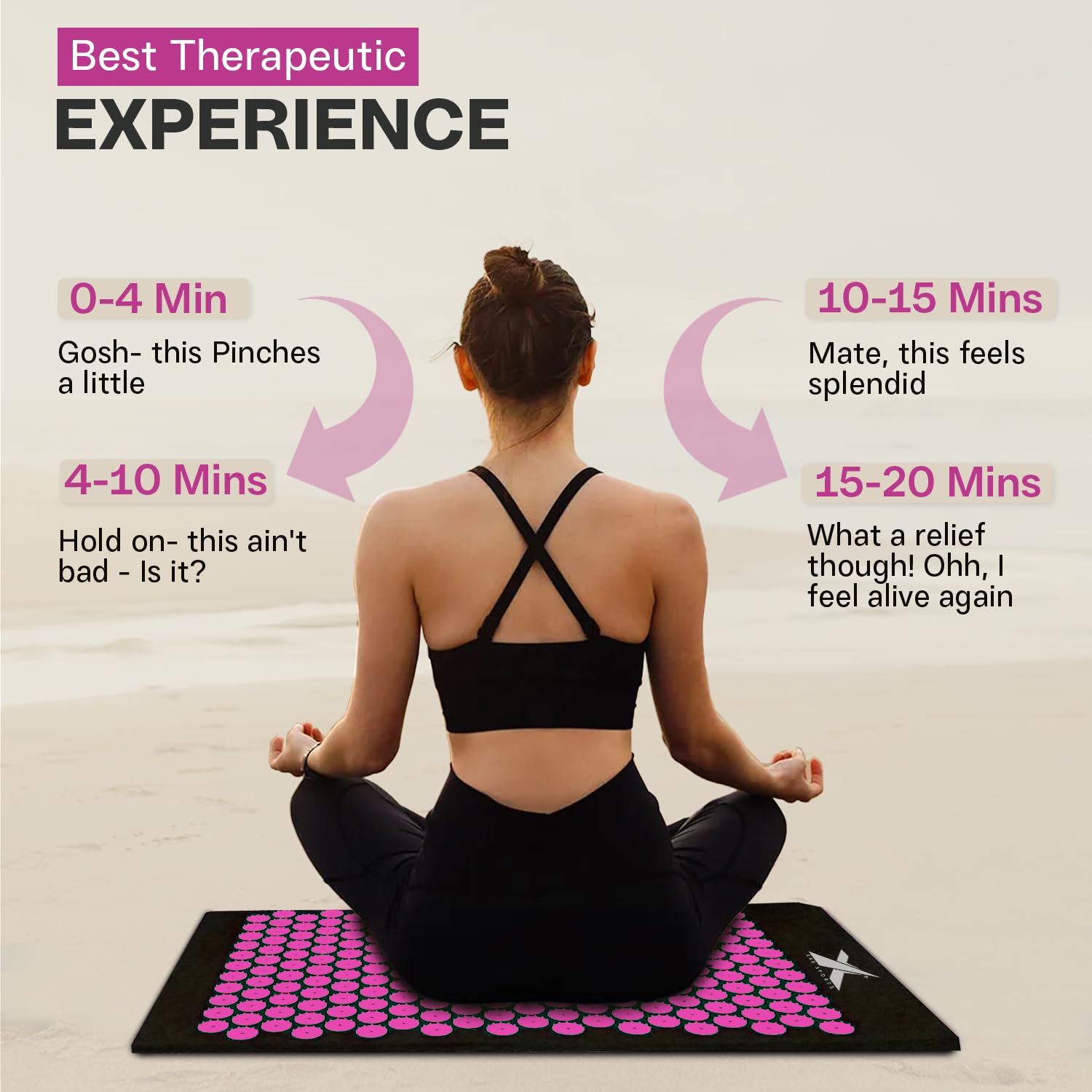 XN8 Ensemble de tapis d'acupression pour yoga, acupoint, acupuncture et réflexologie pour massage, soulagement de la douleur, réduction du stress, thérapie et relaxation avec sac de transport et sangle