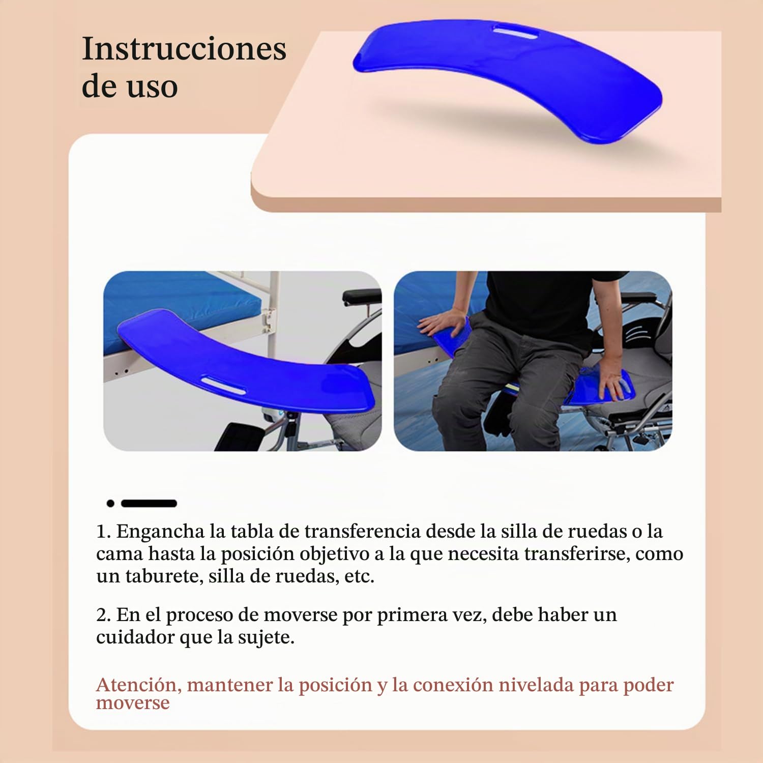 Tabla De Transferencia Deslizante Para Silla De Ruedas,Grúas Para Pacientes,Tablas De Transferencia,Para Personas Con Movilidad Reducida,Tabla Transferencia De Silla De Ruedas a Cama(Azul Profundo)