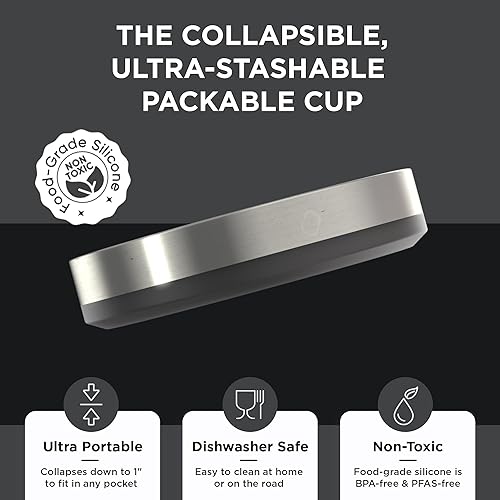 Miniatura 3 de HYDAWAY Vaso plegable  12 onzas, taza de viaje reutilizable de silicona para beber y aperitivos, días de niños, campamento y mochileros, pequeño,