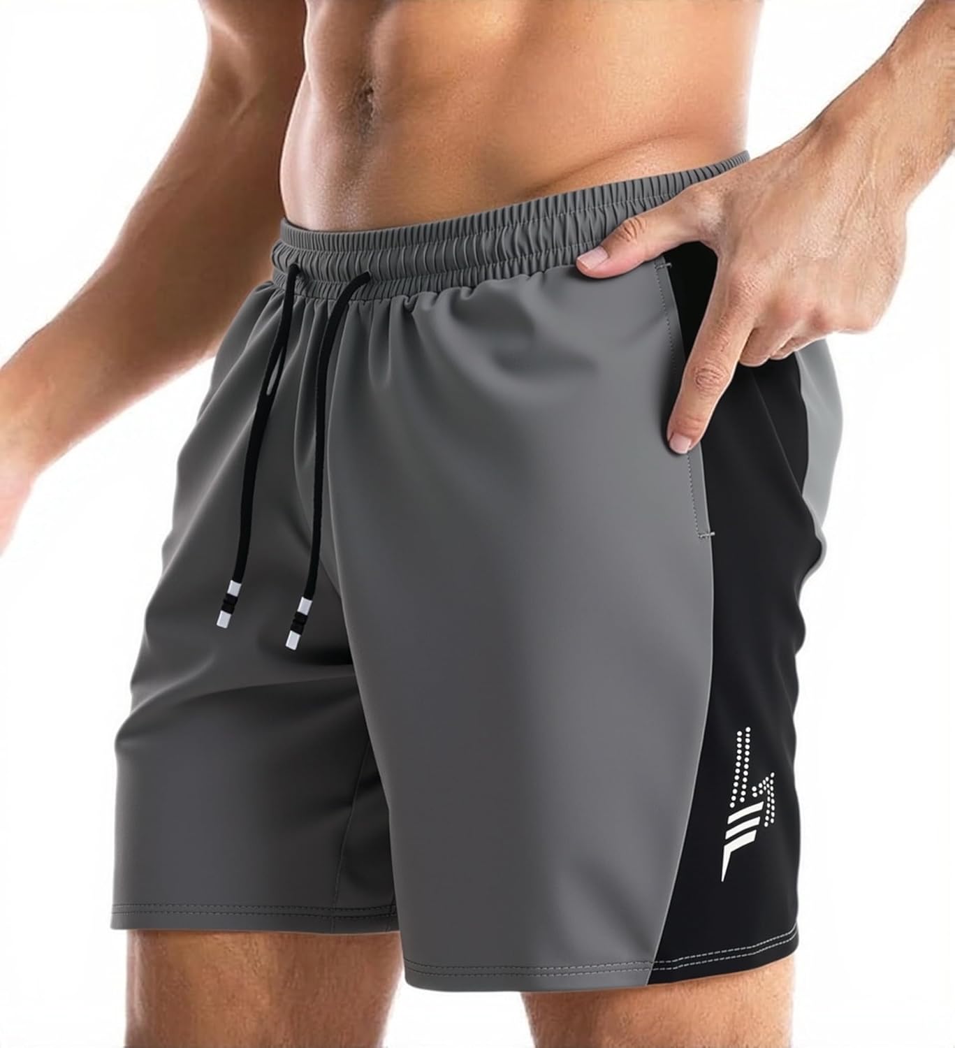 Men's Quick Dry Athletic Shorts Drawstring Waist Running Shorts with Side Panel Workout Training Shorts