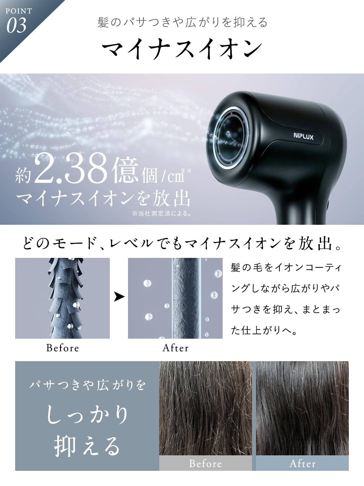 Amazon | NIPLUX ヘアドライヤー 速乾 大風量ドライヤー 2.3億マイナス