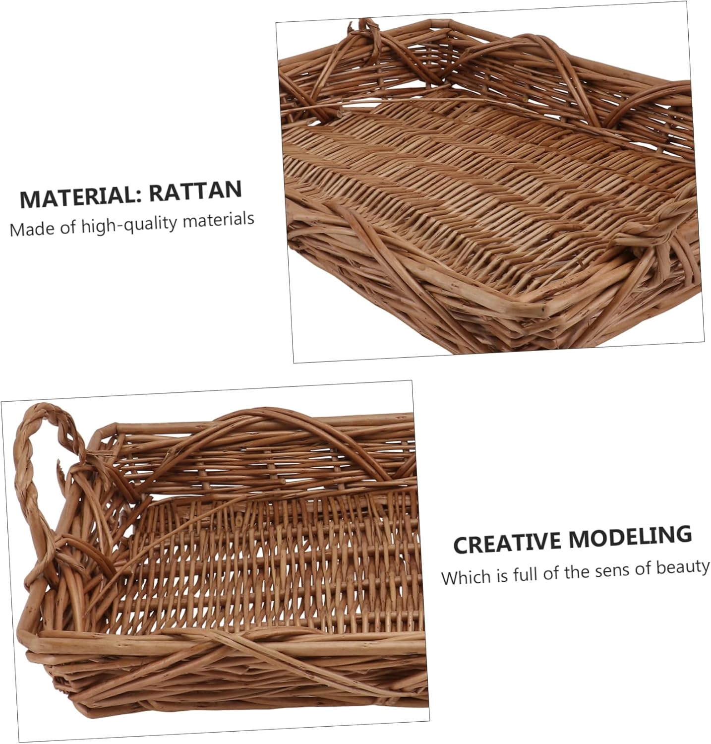 Rattan-woven Fruit Storage Basket Retro Style Lightweight Bread Baskets