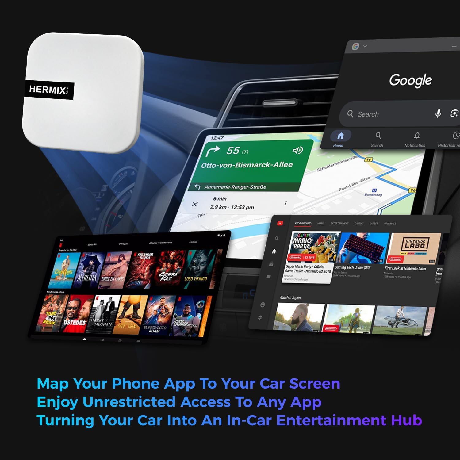 Android Auto Wireless Adapter Compatible with Samsung DeX,Wireless Android Auto Adapter Support YouTube, Netflix,Car Streaming Device,DeX Station, Desktop Experience for Car (Bright White)