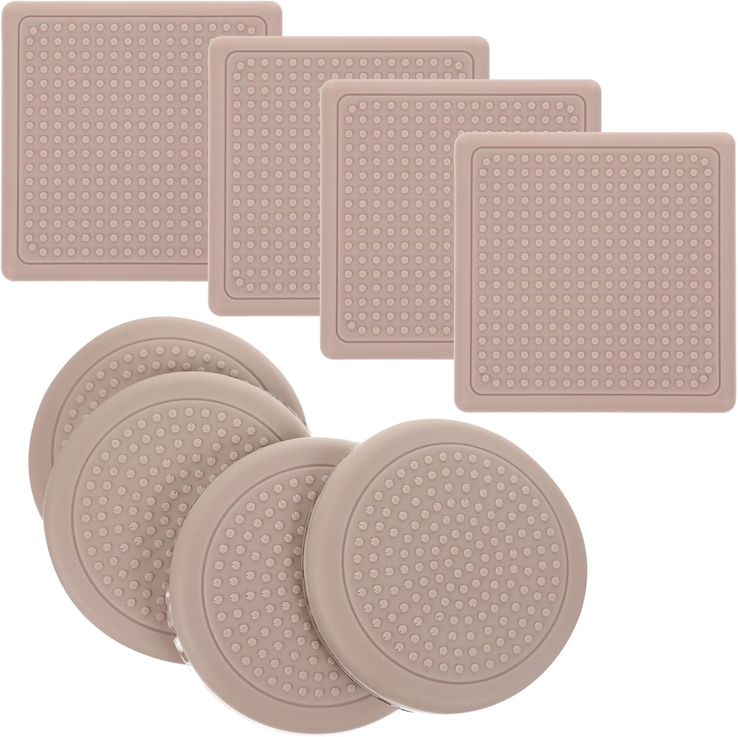 Silicone Furniture Leg Pads Non-Slip Table Feet Mat and Chair Feet Protectors Set of 8 Beige Square Round 8cm Anti-Scratch Floor Protectors for Home Furniture