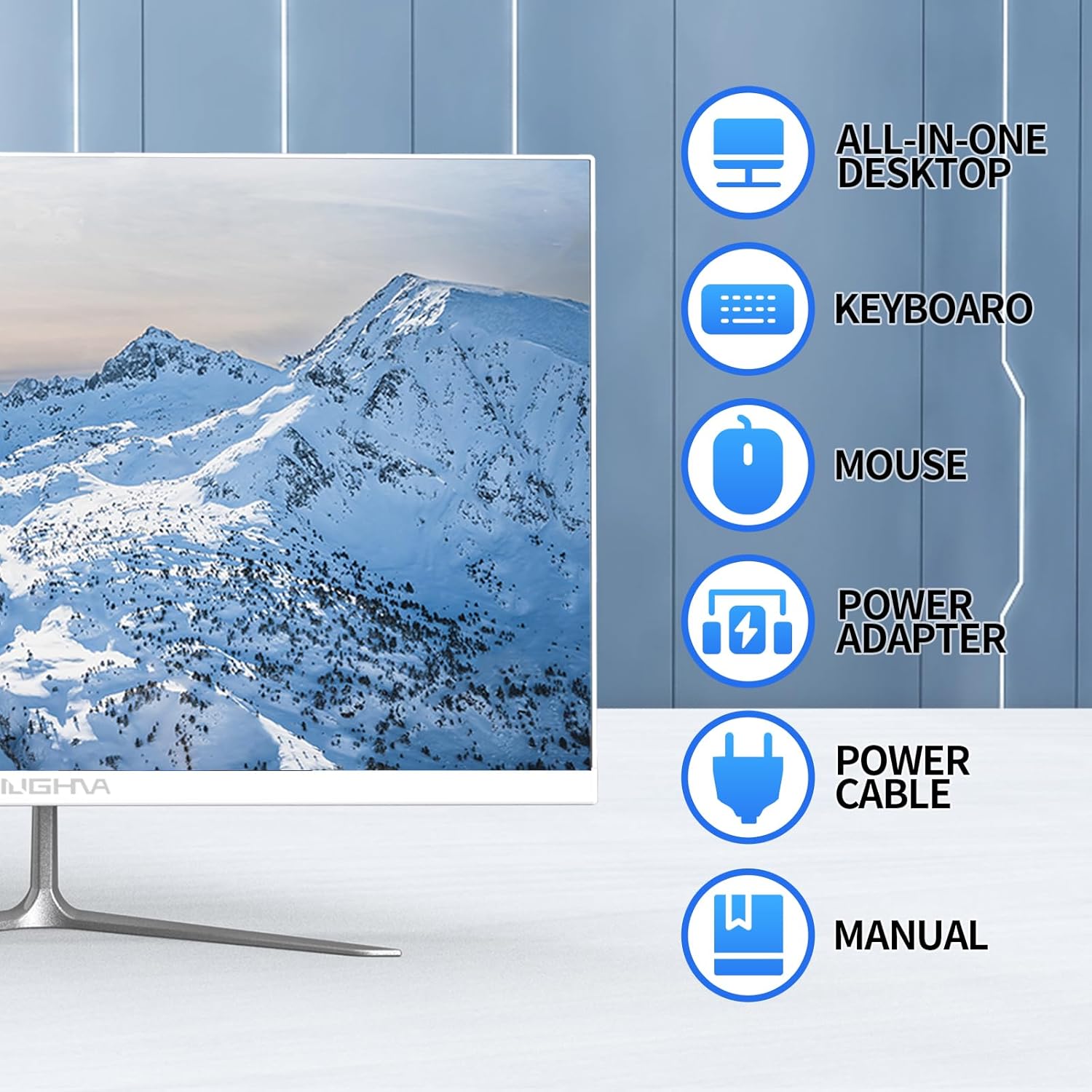 24" FHD All-in-One Desktop Computer, N5095 8GB RAM, 512GB SSD, Quad-Core, Wired Keyboard & Mouse, RGB Speaker, White (N5095/8G/512G)