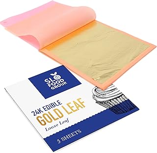 Slofoodgroup - 24 Karat Edible Gold Leaf Loose Sheets - 5 Sheets Gold Le...