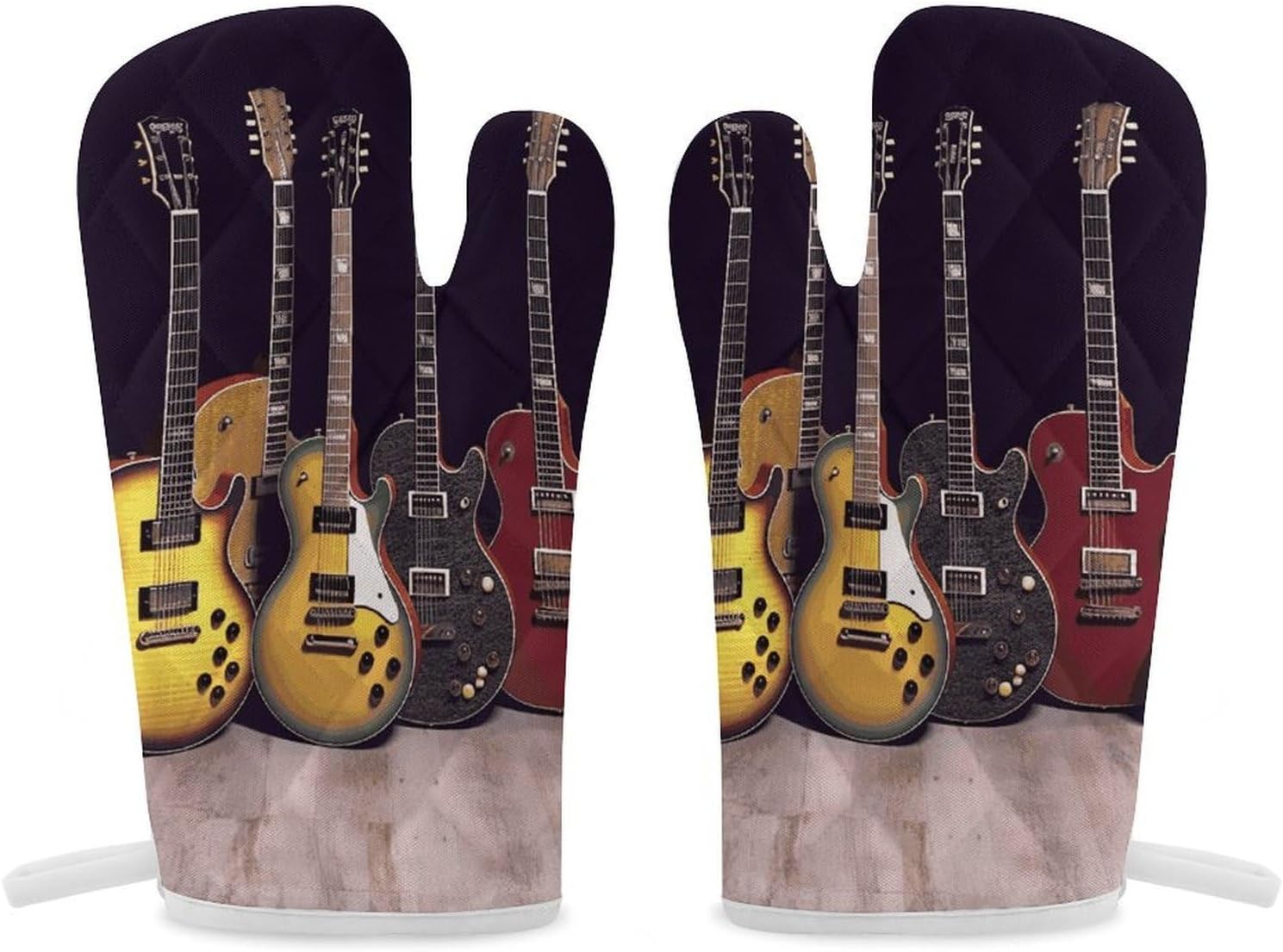 2 Pcs Oven Mitts Heat Resistant Kitchen Gloves Soft Safety Guitar Collection Oven Glove for Microwave, Barbecue