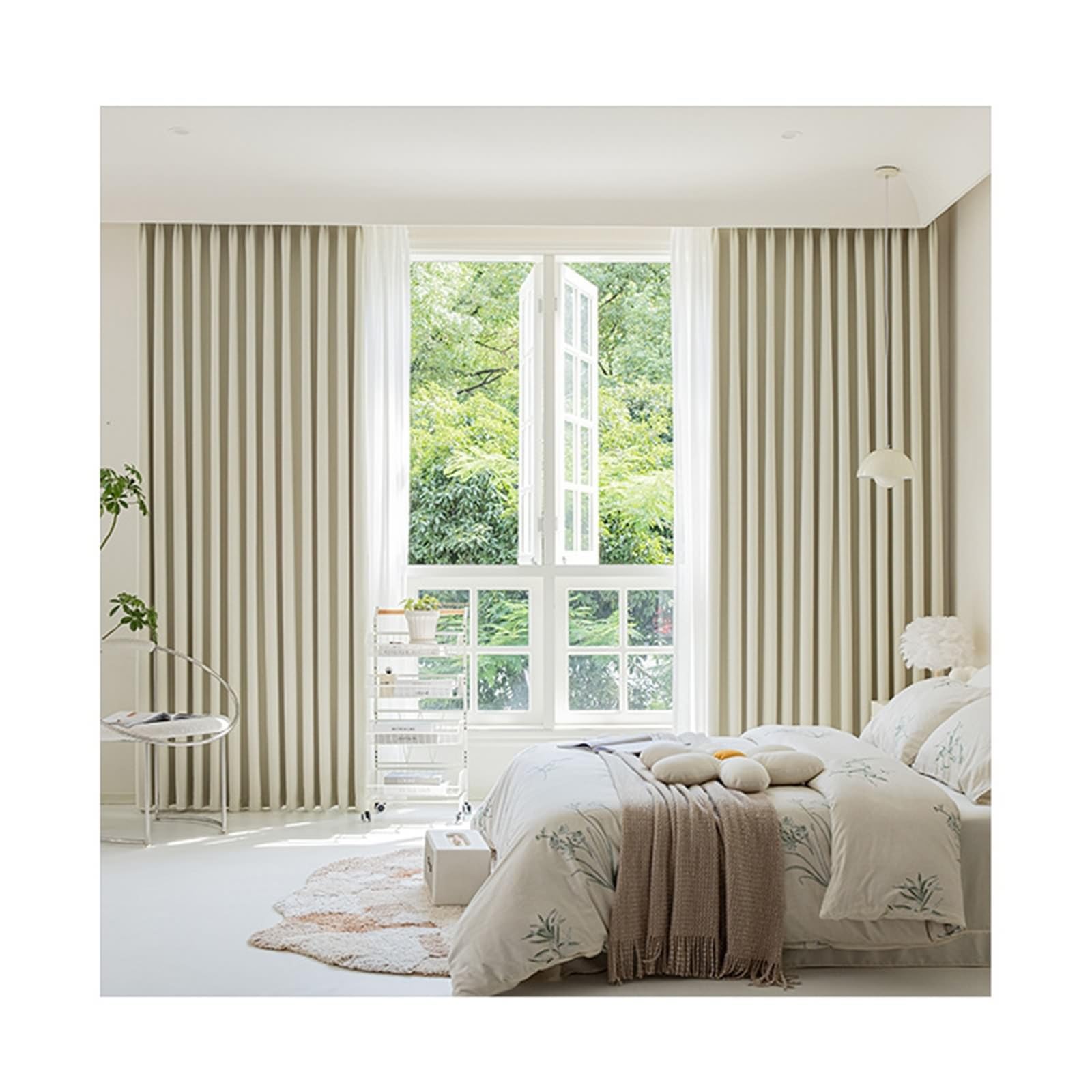 Rideaux de chambre de qualité supérieure chenille texturée crème Beydodo