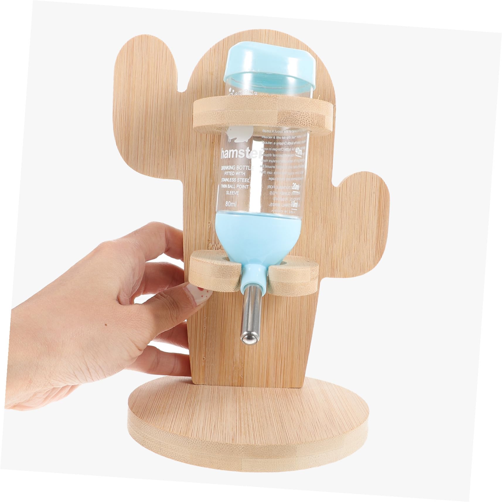 FRCOLOR Support D'abreuvoir Vertical en Bois et Plastique Bouteille d'eau Transparente Design Pratique et Anti-Fuite et Couleur Aléatoire pour Chinchillas et Petits Animaux pour Cages