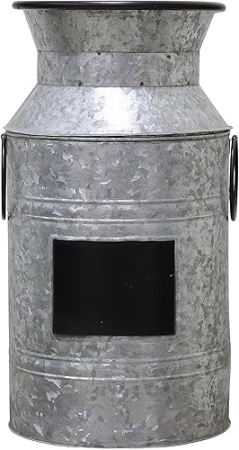 Miniatura 6 de Hosley Lata de Leche Galvanizada - Jarrón Rústico de 9.75" de Altura, Jarrón de Granja, Jarrón de Flores Vintage para Arreglos Florales, Bodas, Spa