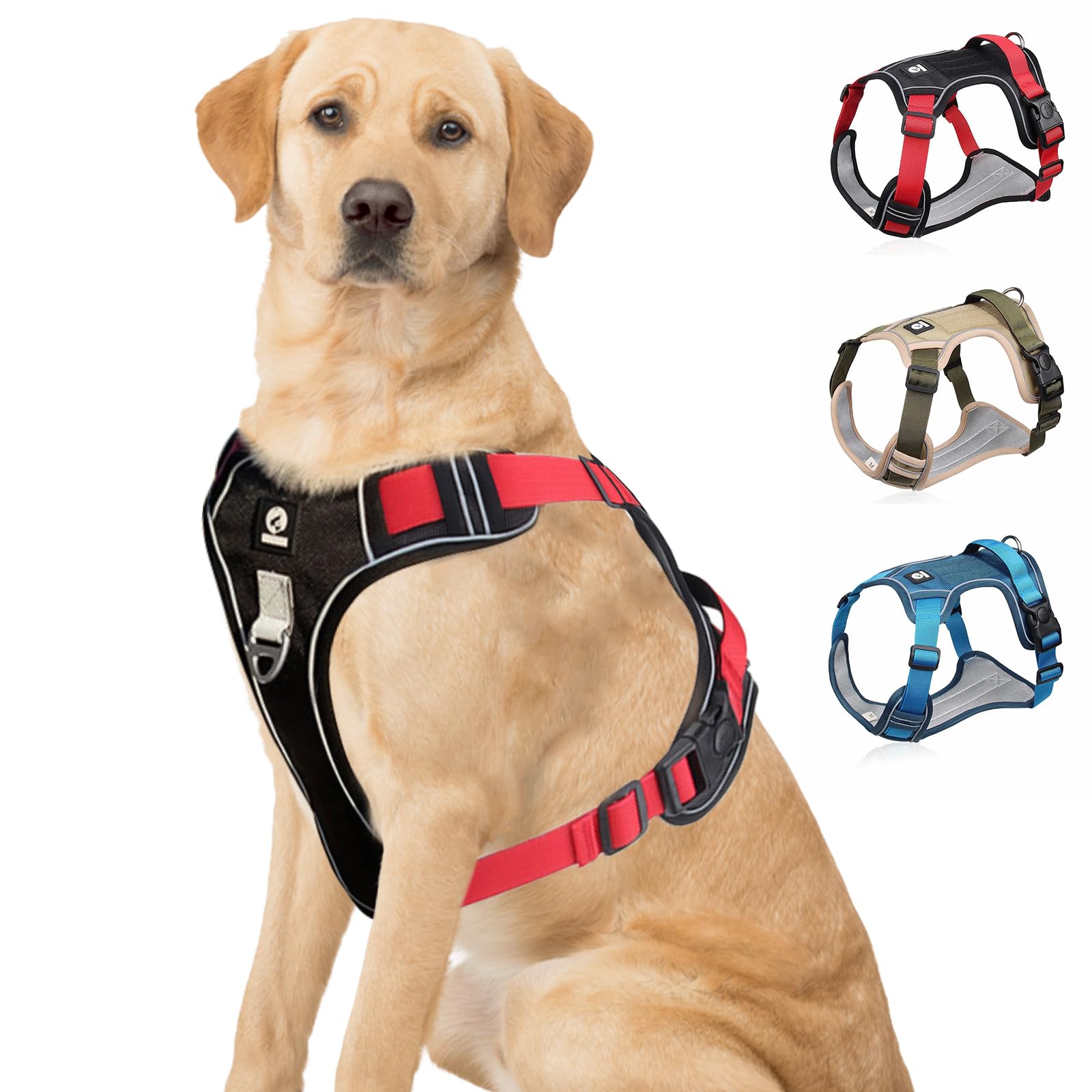 Acxilexy Arnés Antitirones para Perro, Arneses de Chaleco para Perro Acolchado Ajustable con Tira Reflectante & Panel de Gancho y Bucle, Arnés Perro para Perros Pequeños Mediano y Grandes