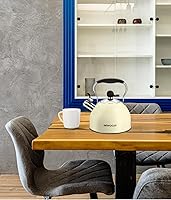 Vista 7 de Hervidor de té, hervidor de té silbante de acero inoxidable de 2 cuartos de galón, tetera silbante para estufa con mango plegable ergonómico, tetera