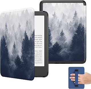 MoKo Case for 6" Kindle (11th Generation-2024/2022 Release), Gray Forest | Lightweight Shell Cover with Hand Strap, Auto Wake/Sleep