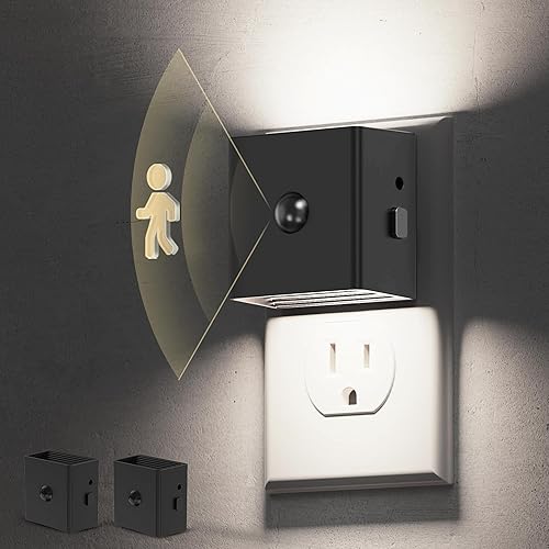 Miniatura 10 de L LOHAS LED Luz nocturna con sensor de movimiento, paquete de 2, luz nocturna activada por movimiento, sensor de movimiento y sensor de atardecer a