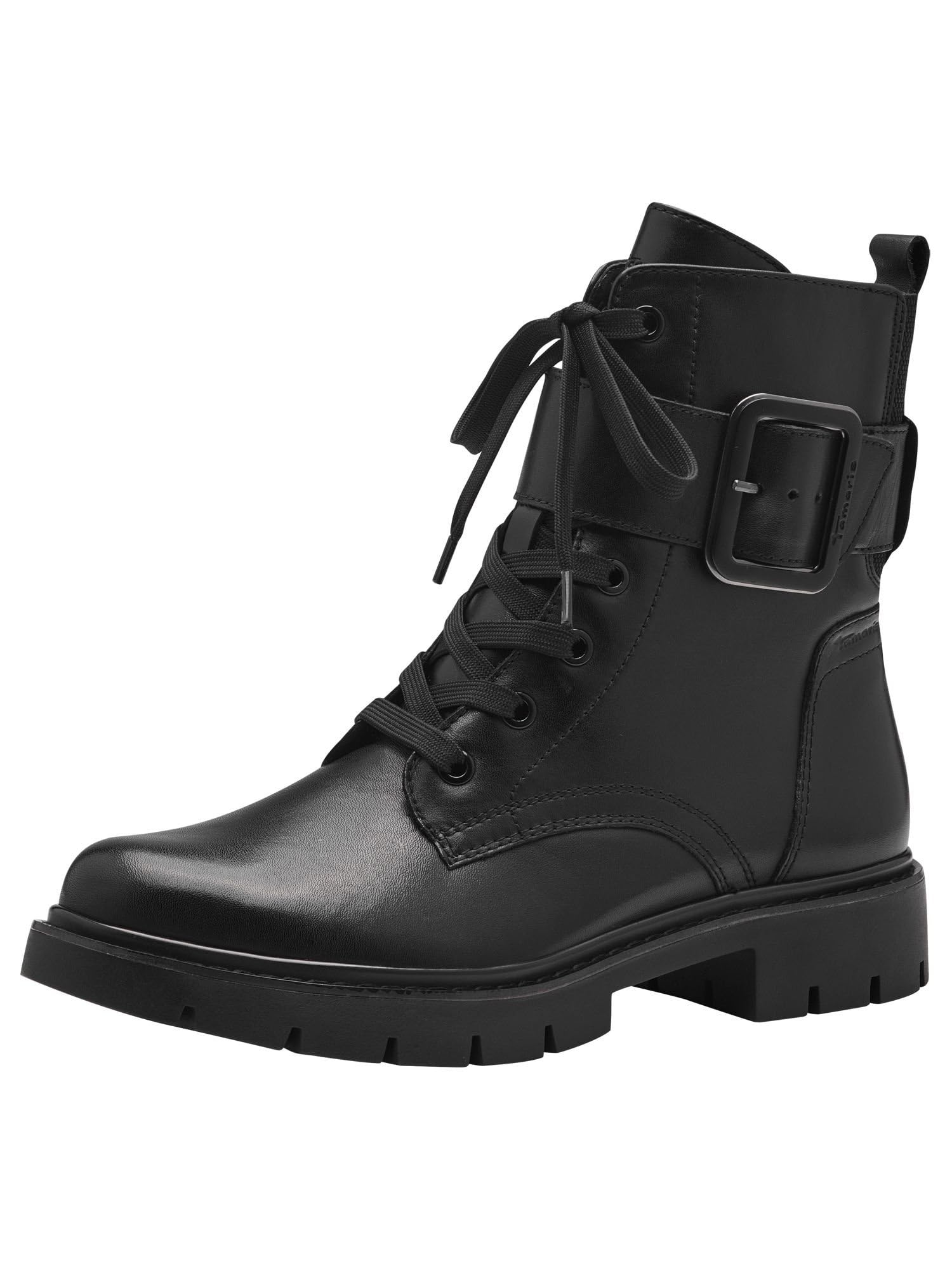 Tamaris Comfort Women’s Lace-Up Ankle Boots with Buckle Autumn , Black Nappa, 6,5 UK