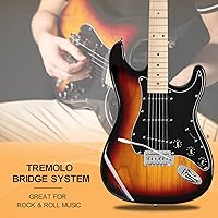 Vista 44 de GLARRY Full Size Electric Guitar for Music Lover Beginner with 20W Amp and Accessories Pack Guitar Bag (White)