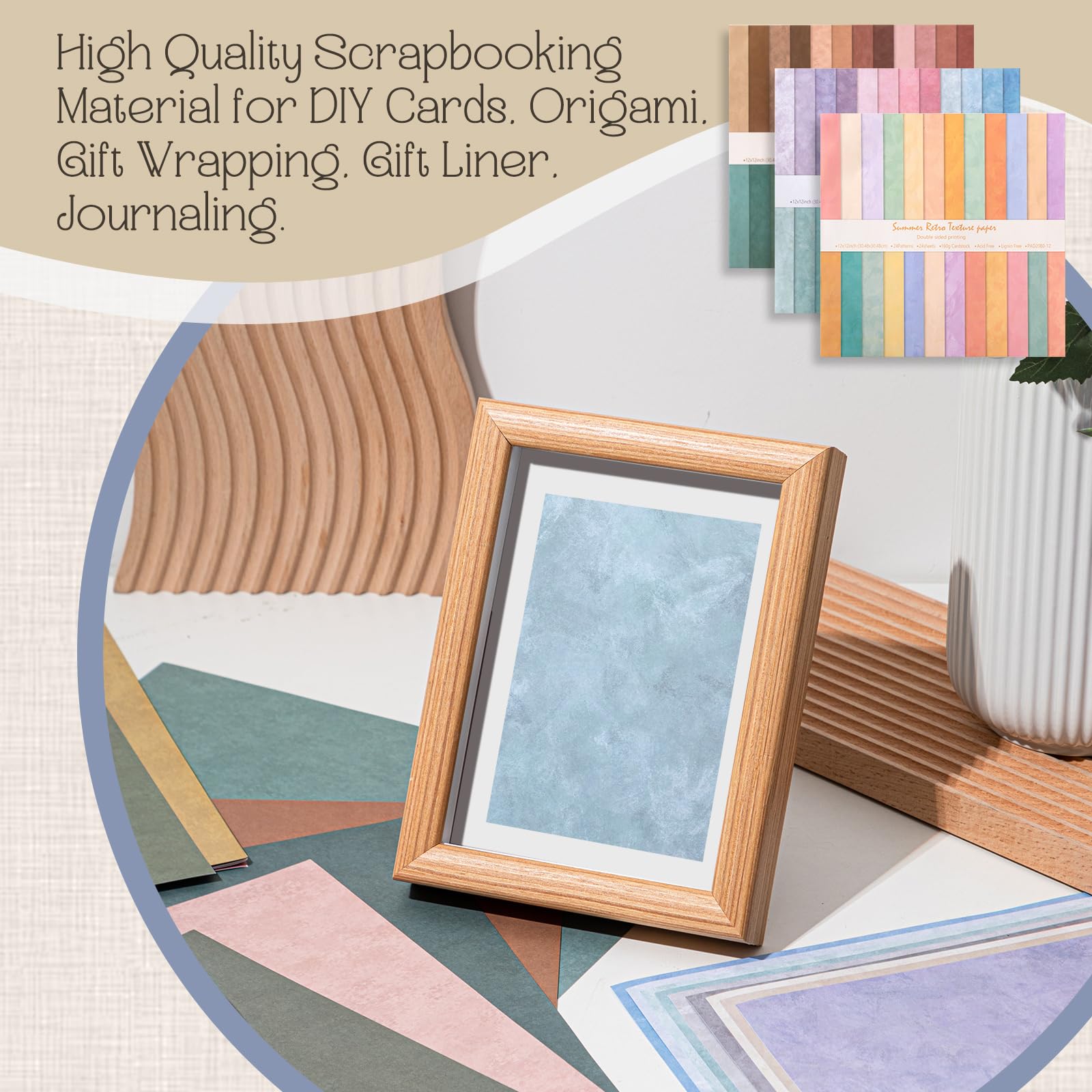 72 hojas de papel para álbumes de recortes, 12 x 12 pulgadas, doble cara, romántico, verano, bohemio, papel decorativo, cartulina, suministros de diario de basura para bricolaje, álbum de