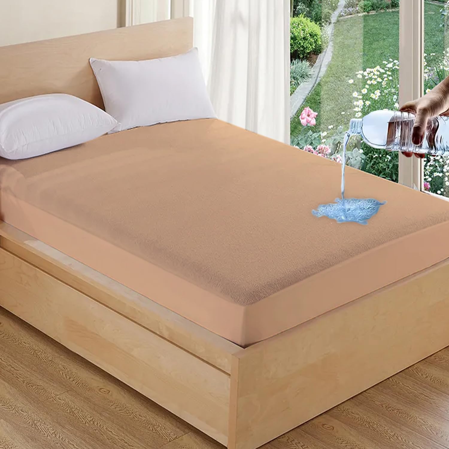 AVI Cotton Feel Terry Soft Waterproof Bed Mattress Protector Single Size 72x36 inch | Washable Breathable Elastic Fitted Mattresses Cover for Single Size Bed (6x3 feet, Beige, Fit On 2-10 Inch) (B08BC2VTMP) Amazon Price History, Amazon Price Tracker