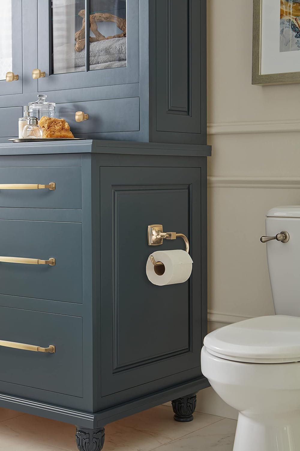 Amerock BH36091CZ | Champagne Bronze Single Post Toilet Paper Holder | 7-1/16 in. (179 mm) Length Toilet Tissue Holder | Stature | Bath Tissue Holder | Bathroom Hardware | Bath Accessories
