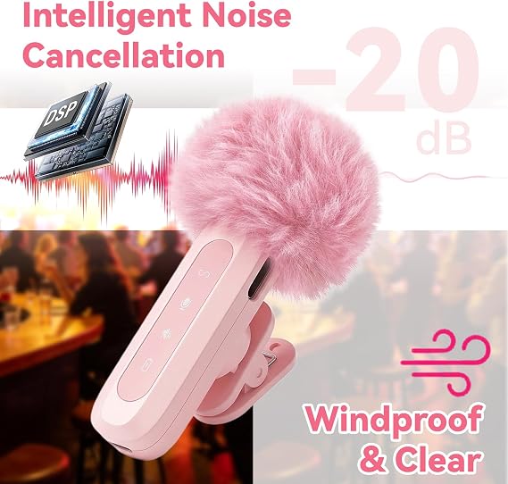 Mini Wireless Lavalier Microphone for Android and iPhone, iOS Devices - Noise Reduction Lapel Mic for Recording, Clip on Mic, for Video Recording, Tiktok, Youtube, Vlog Podcast Content Creator