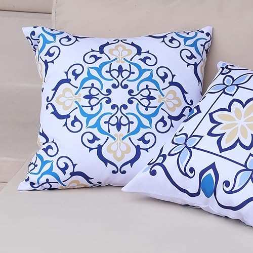 Miniatura 5 de Snugtown Juego de 4 fundas de cojín cuadradas impermeables de 18 x 18 pulgadas para exteriores, impermeables, impermeables, para patio, césped,