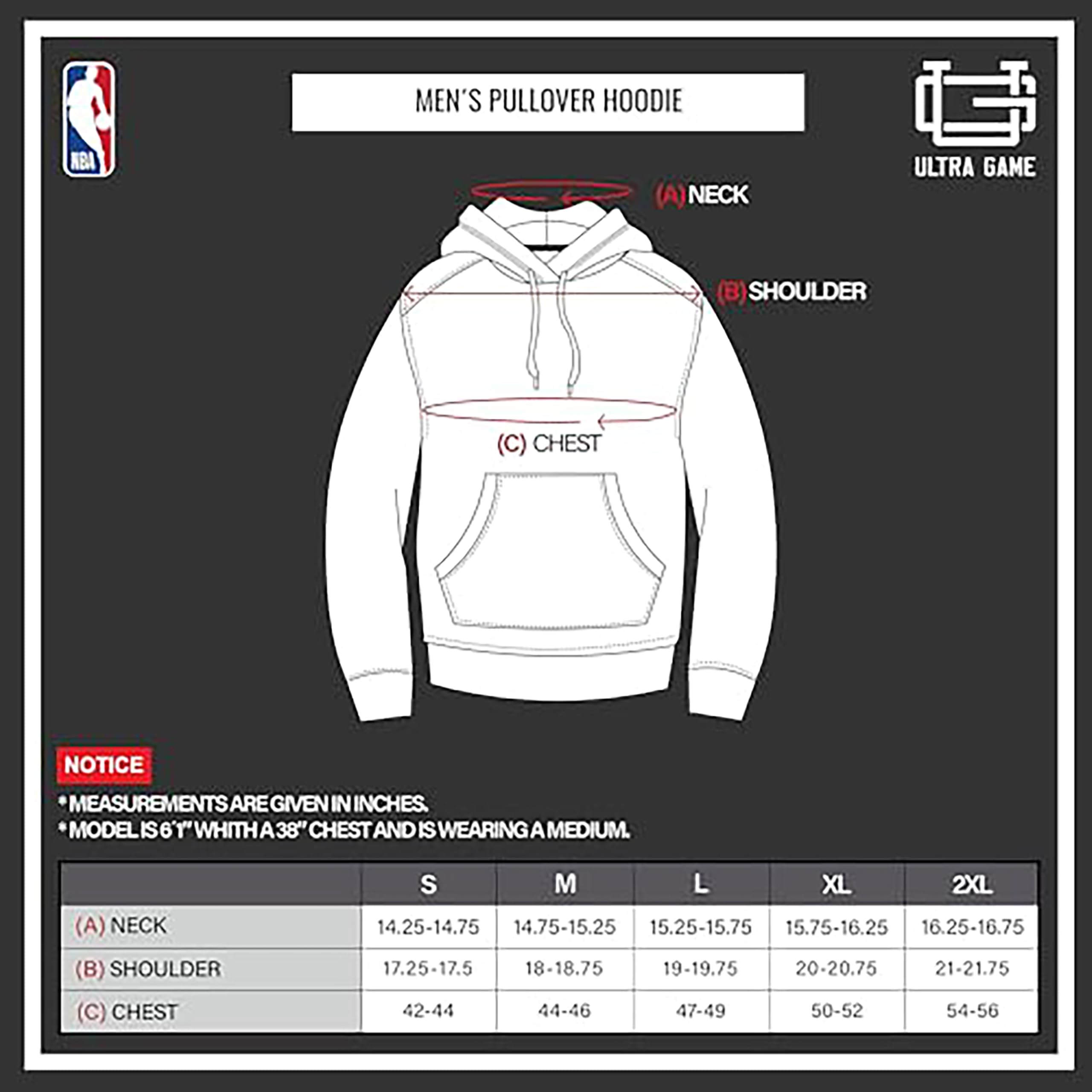 Ultra Game Men's NBA Fleece Hoodie Pullover Sweatshirt out of Bound Fleece Hoodie Pullover Sweatshirt out of Bounds (Pack of 1)