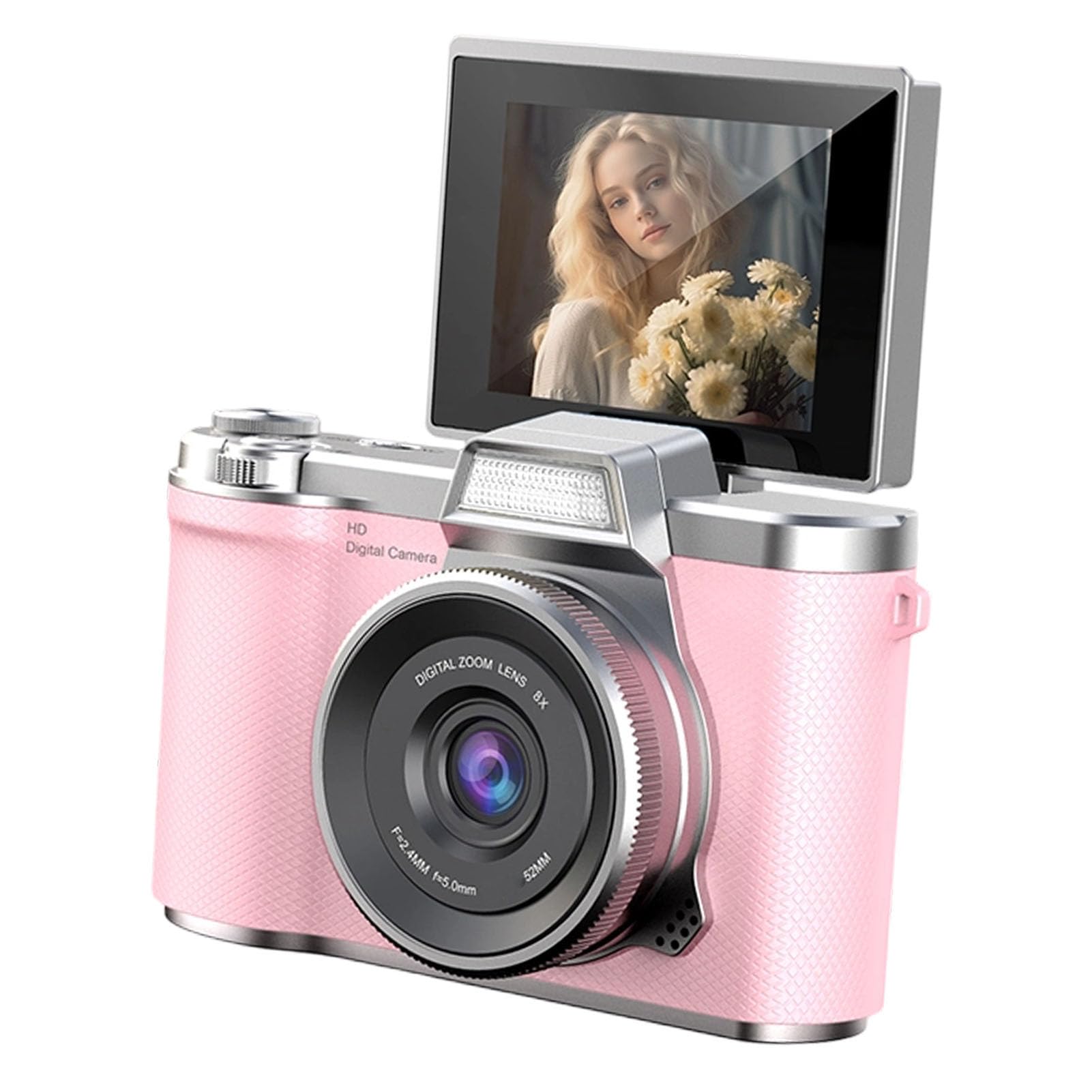 Fockety Fotocamera Digitale per Fotografia, Mirrorless da 48MP con Zoom 8X 1080P con Flip Screen da 2,4" Fotocamera per Vlogging con Messa a Fuoco Automatica e Antivibrazioni, per Principianti con