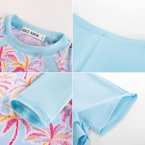 Miniatura 2 de GRACE KARIN Traje de baño de manga larga para niñas, conjunto de 2 piezas, 6-14 años