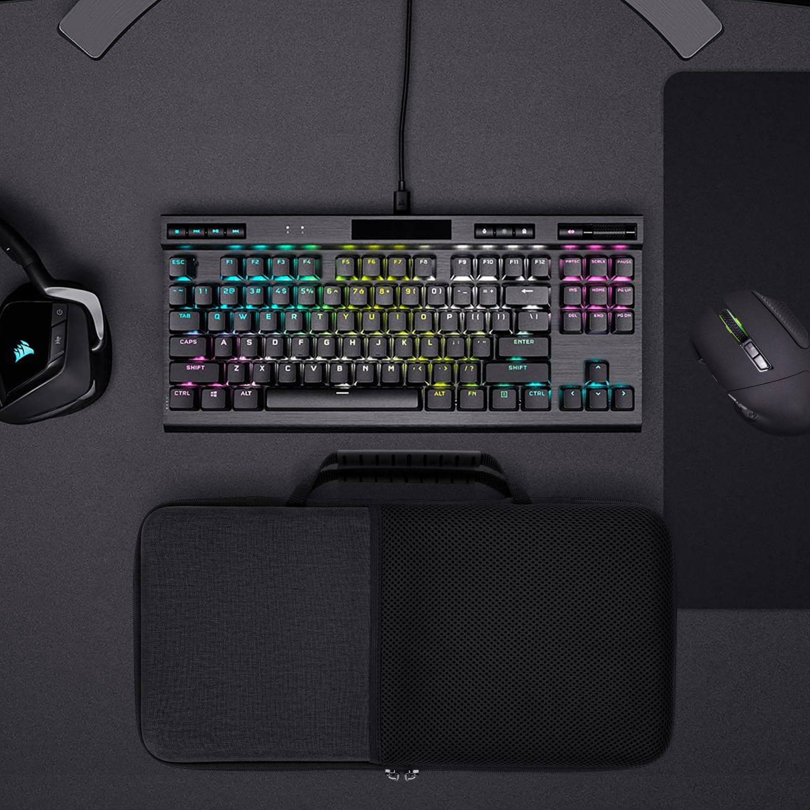 Geekria Tenkeyless TKL Toetsenbordhoes, harde schaal reistas voor 80% 87 toetsen computer mechanisch gaming toetsenbord, compatibel met Logitech G Pro, Razer Huntsman Tournament Edition TKL (RGB