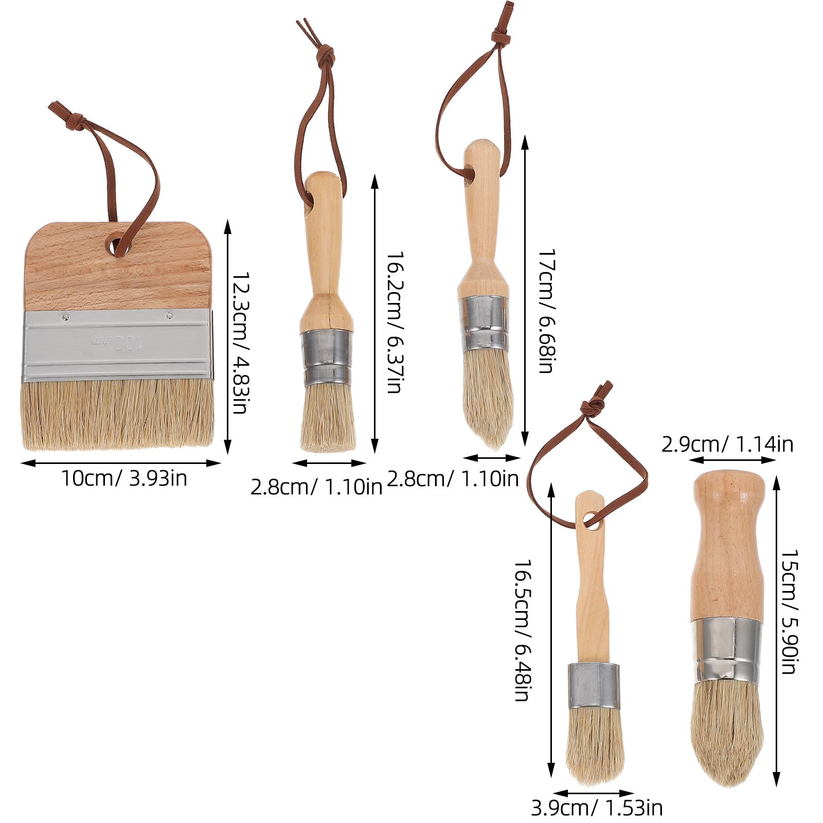 Operitacx Juego de 5 Pinceles para Pintura a la Cera - Pinceles de cerdas de jabalí para Pintura - Suministros para de Muebles - Herramientas Profesionales para la aplicación de en cómodas,