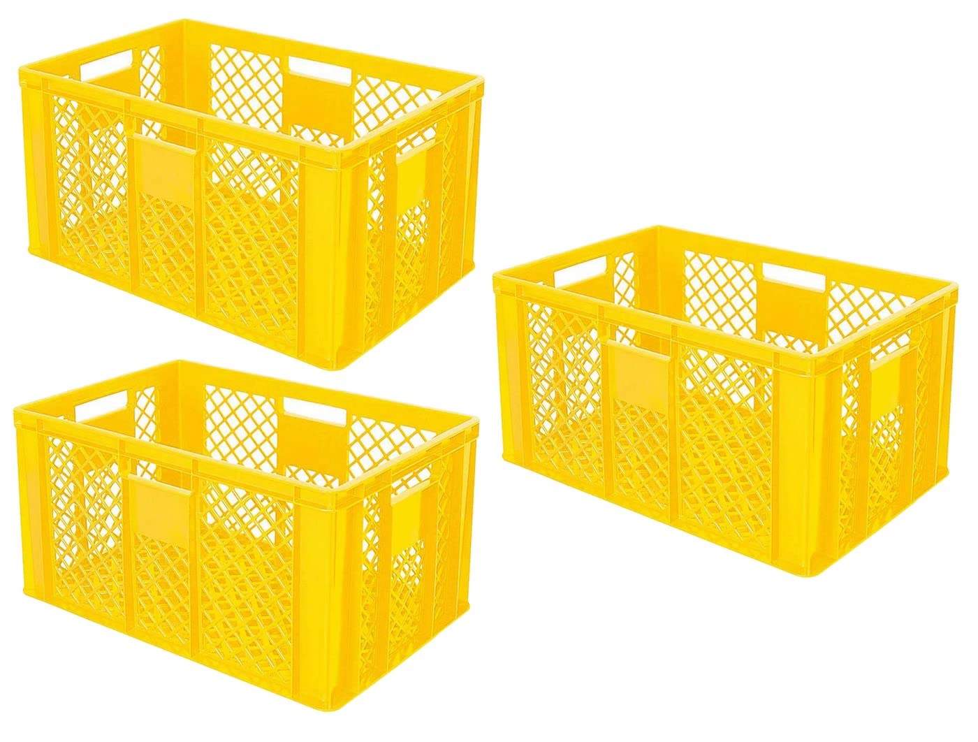 Produktbild von BRB 3er-Set Eurobehälter Durchbrochen – 600x400x320 Mm, Stapelbar, Lebensmittelecht, Blau, Industriequalität