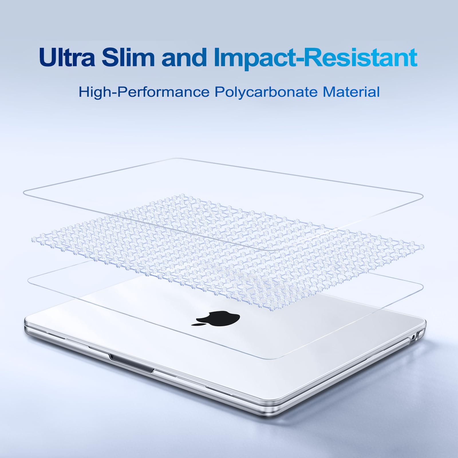MOSISO Custodia Compatibile con MacBook Air 13 Cover M5 M4 M3 M2 2026-2022 A3449 A3240 A3113 A2681,Case per MacBook Air 13,6'' display Liquid Retina&Copritastiera&Pellicola&Tipo C, Cristallino
