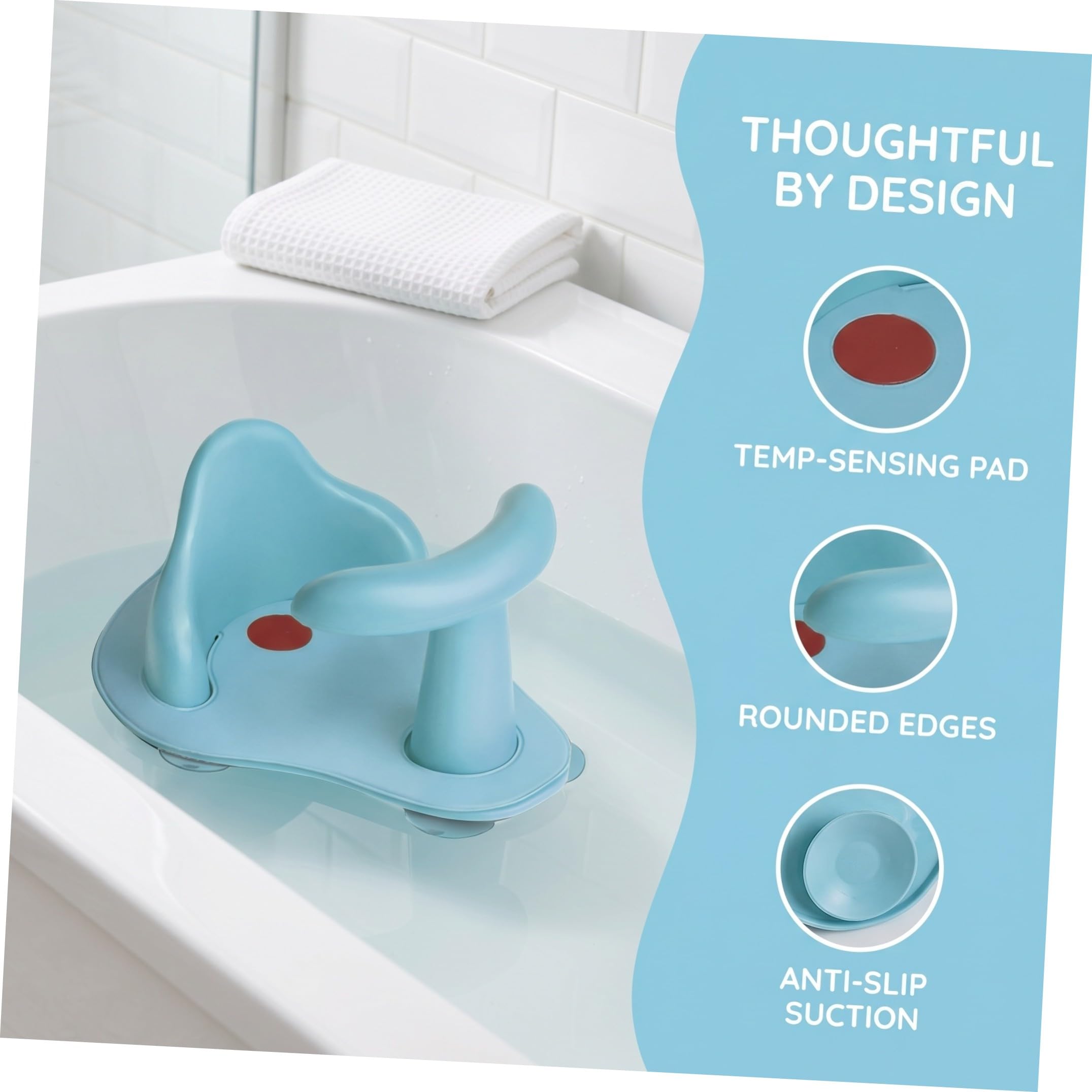 Siège de Bain Bébé Antidérapant Bleu en Pvc Coussin