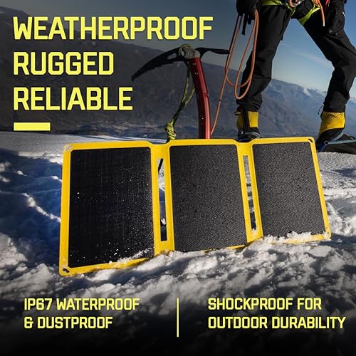 Miniatura 5 de SunJack Panel solar monocristalino ETFE plegable de 25 vatios impermeable IP67 + 2 bancos de energía de 10000 mAh con USB-A y USB-C para teléfonos