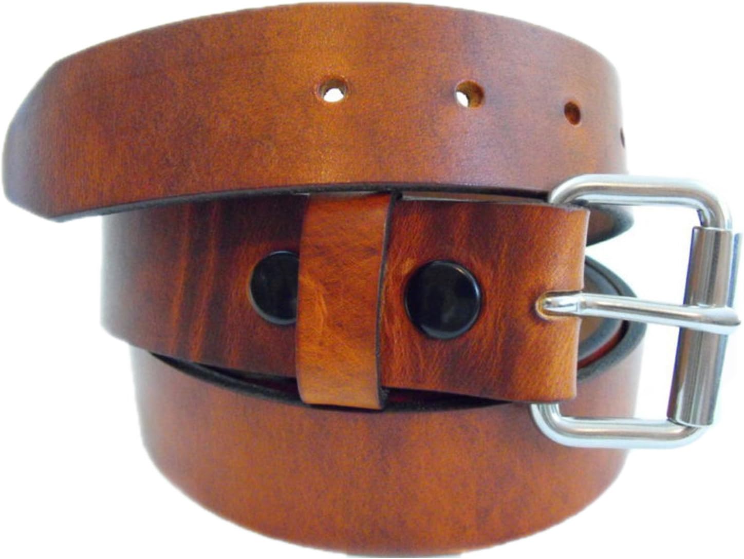 Orion Leather Mens 1 1/2 Rustic Hot Dipped Tan Harness Leather Belt