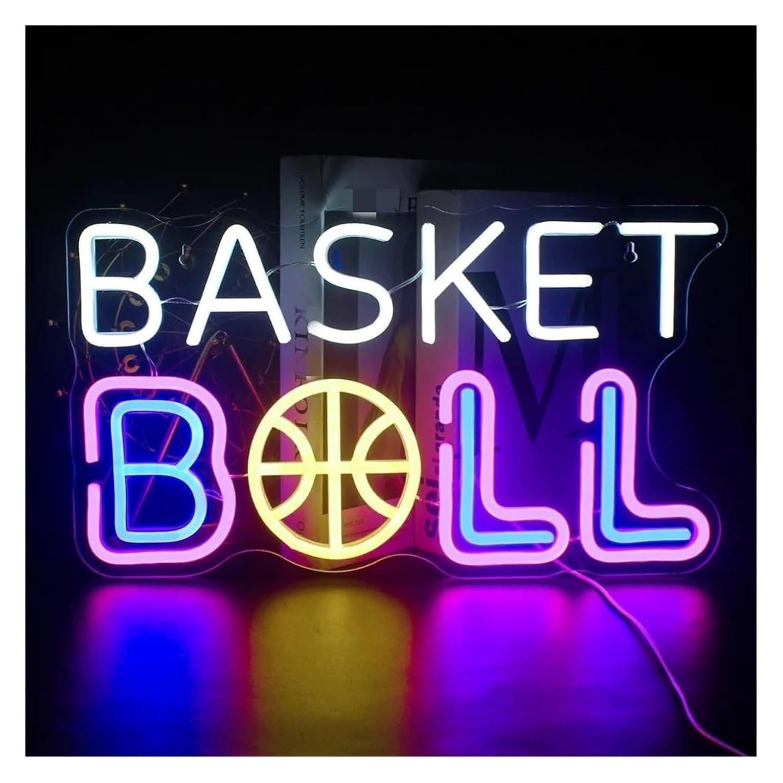 Insegna luminosa al neon Decorazione luminosa a forma di basket per insegne al per neon lettere a LED luci da parete fantastiche