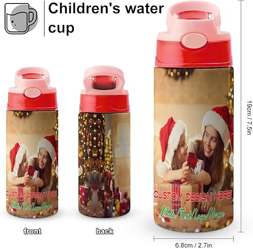 Vista 2 de Botella de agua personalizada con foto para niños, familia, mascotas, botella de agua personalizada para niñas, niños, regalo de cumpleaños y Navidad