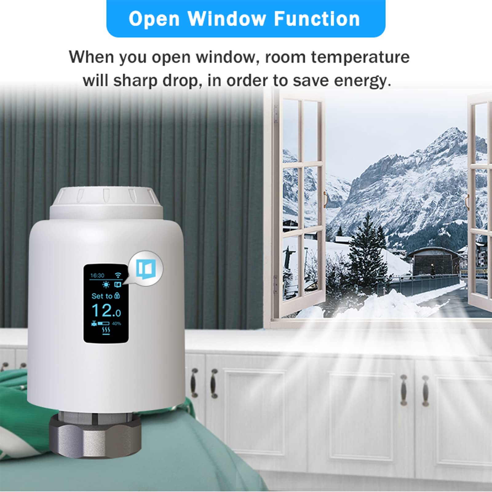 Wifi Termostatico Radiatore Attuatore Valvole Programmabile Alexa Voice Control, Wifi Direct, Nessun gateway richiesto 4pcs